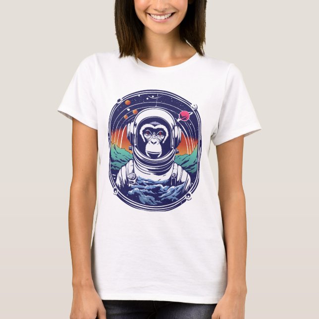 Space Monkey Astronaut T Shirt (Framsida)