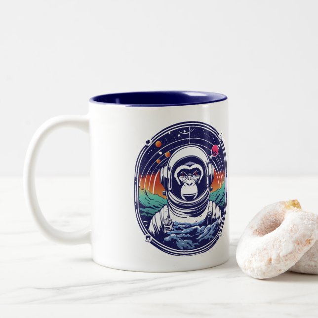 Space Monkey Astronaut Två-Tonad Mugg (Med munk)