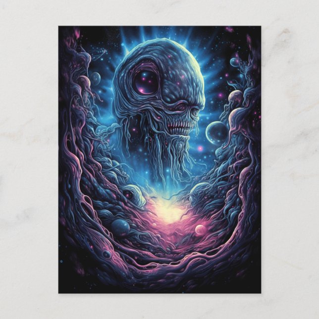 Space Monster Horror Art-vykort Vykort (Framsida)