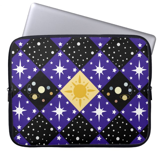 Space Mönster Laptop Sleeve (Framsidan)