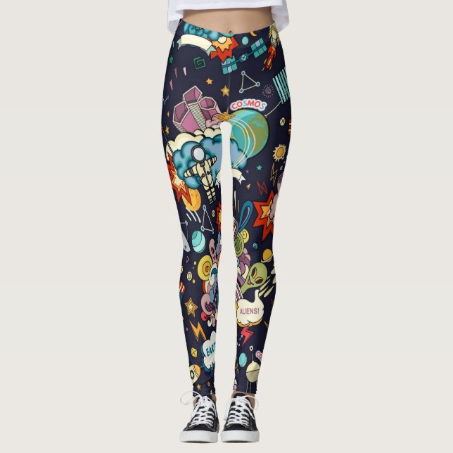 Space mönster leggings (Framsida)