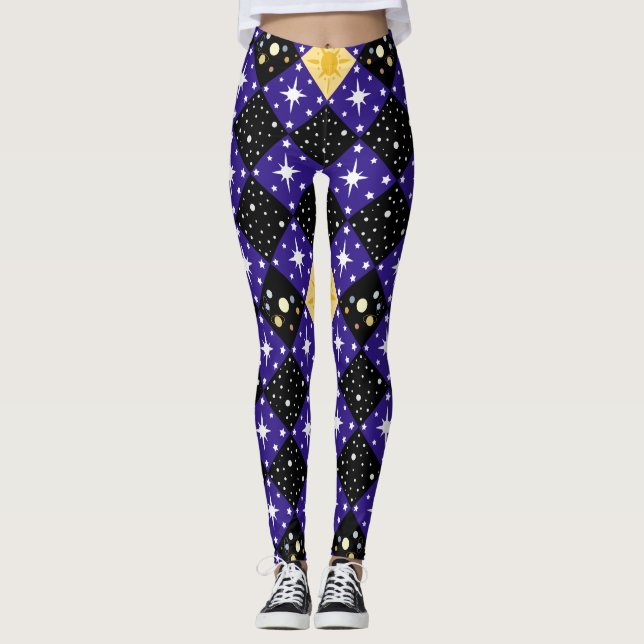 Space Mönster Leggings (Framsida)
