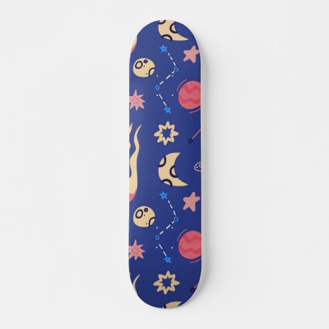 Space mönster mini skateboard bräda 18,5 cm (Framsida)