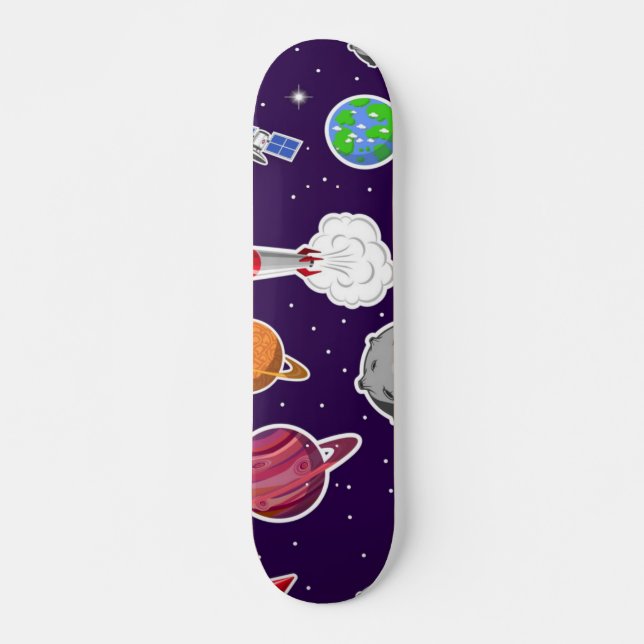 Space mönster mini skateboard bräda 18,5 cm (Framsida)