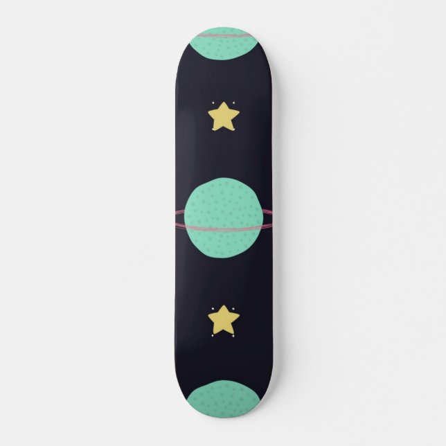 Space mönster mini skateboard bräda 18,5 cm (Framsida)