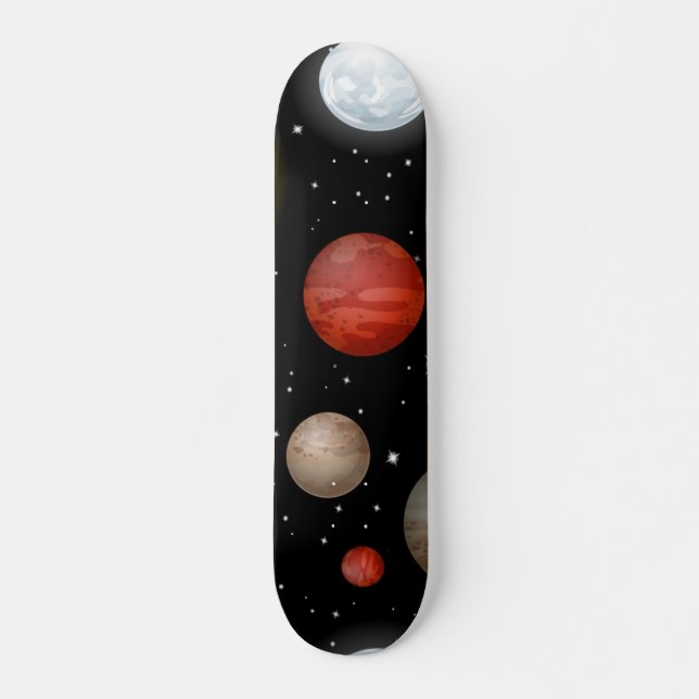 Space mönster mini skateboard bräda 18,5 cm (Framsida)