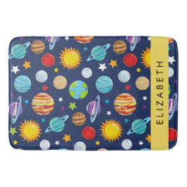 Space Mönster, Planets, Stars, Cosmos, Ditt namn Badrumsmatta