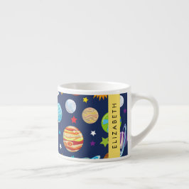 Space Mönster, Planets, Stars, Cosmos, Ditt namn Espressomugg