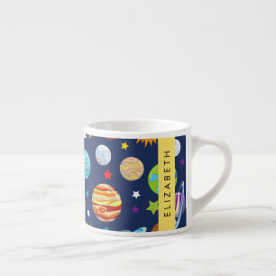 Space Mönster, Planets, Stars, Cosmos, Ditt namn Espressomugg