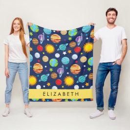 Space Mönster, Planets, Stars, Cosmos, Ditt namn Fleecefilt