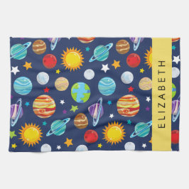 Space Mönster, Planets, Stars, Cosmos, Ditt namn Kökshandduk