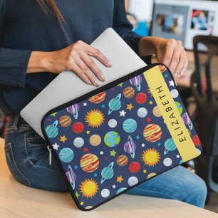 Space Mönster, Planets, Stars, Cosmos, Ditt namn Laptop Fodral