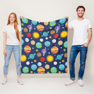 Space Mönster, Planets, Stars, Cosmos, Galaxy Fleecefilt