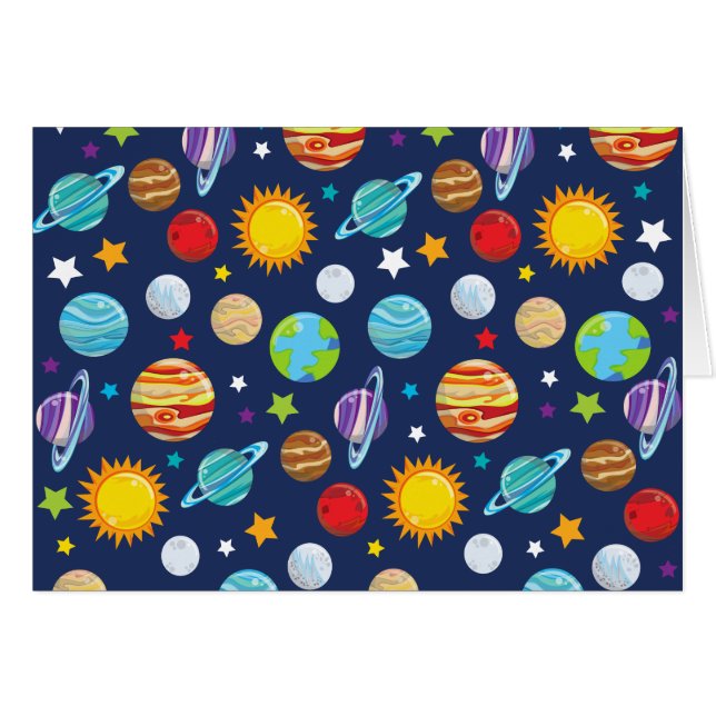 Space Mönster, Planets, Stars, Cosmos, Galaxy Hälsningskort (Framsidan Horizontal)