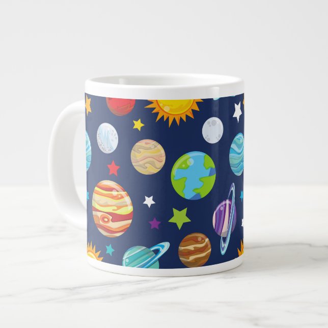 Space Mönster, Planets, Stars, Cosmos, Galaxy Jumbo Mugg (Framsida vänster)