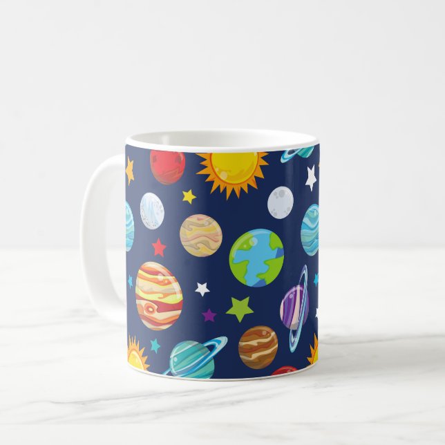 Space Mönster, Planets, Stars, Cosmos, Galaxy Kaffemugg (Framsida vänster)