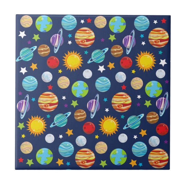 Space Mönster, Planets, Stars, Cosmos, Galaxy Kakelplatta (Framsidan)