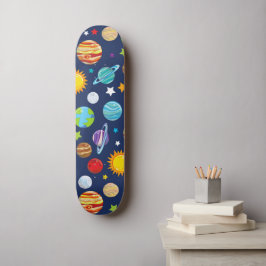 Space Mönster, Planets, Stars, Cosmos, Galaxy Mini Skateboard Bräda 18,5 Cm