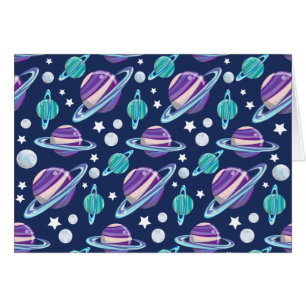 Space Mönster, Planets, Stars, Galaxy, Cosmos Hälsningskort