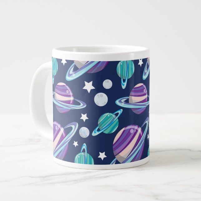 Space Mönster, Planets, Stars, Galaxy, Cosmos Jumbo Mugg (Framsida vänster)