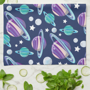 Space Mönster, Planets, Stars, Galaxy, Cosmos Kökshandduk