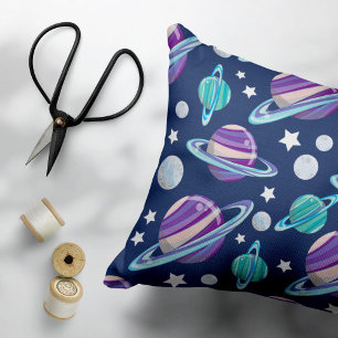 Space Mönster, Planets, Stars, Galaxy, Cosmos Prydnadskudde