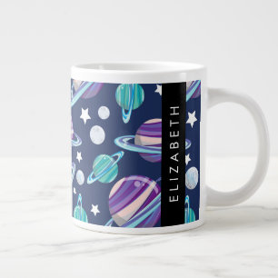 Space Mönster, Planets, Stars, Galaxy, Ditt namn Jumbo Mugg