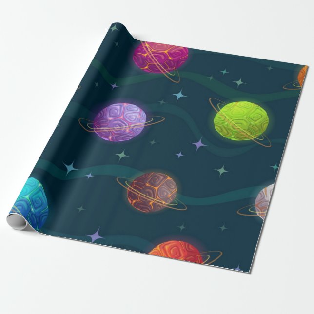 Space mönster presentpapper (Utrullad)
