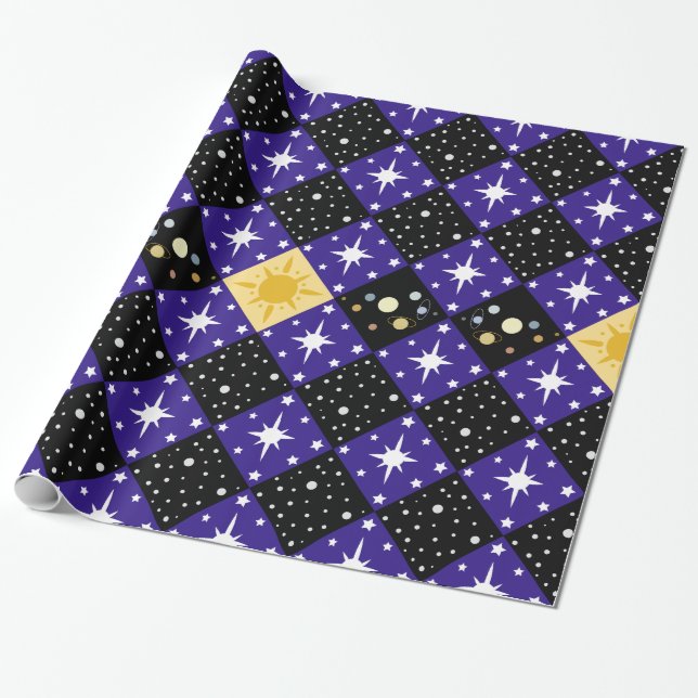 Space Mönster Presentpapper (Utrullad)