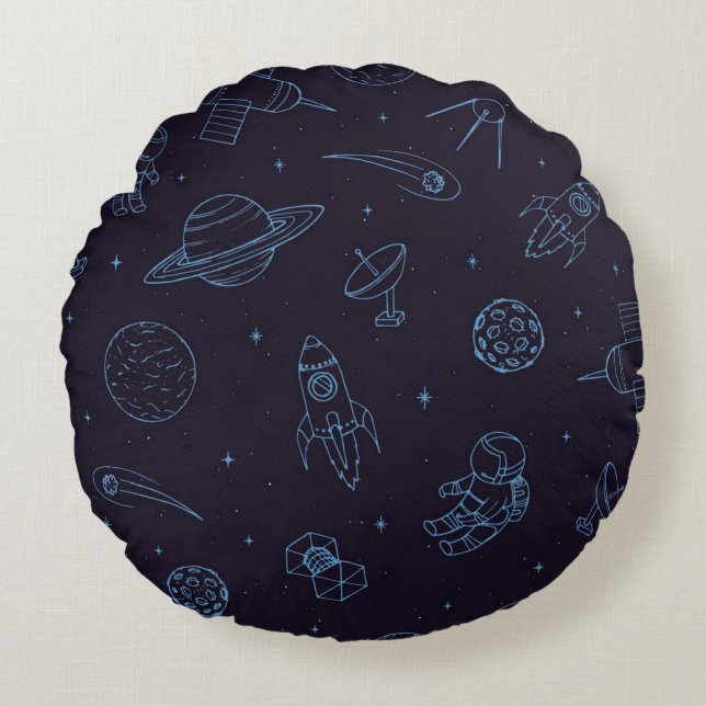 Space mönster rund kudde (Framsidan)