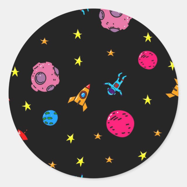 Space mönster runt klistermärke (Framsida)