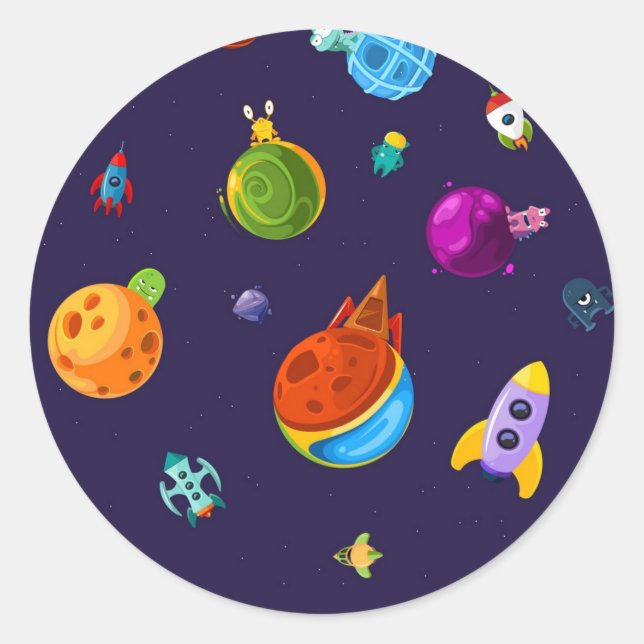 Space mönster runt klistermärke (Framsida)