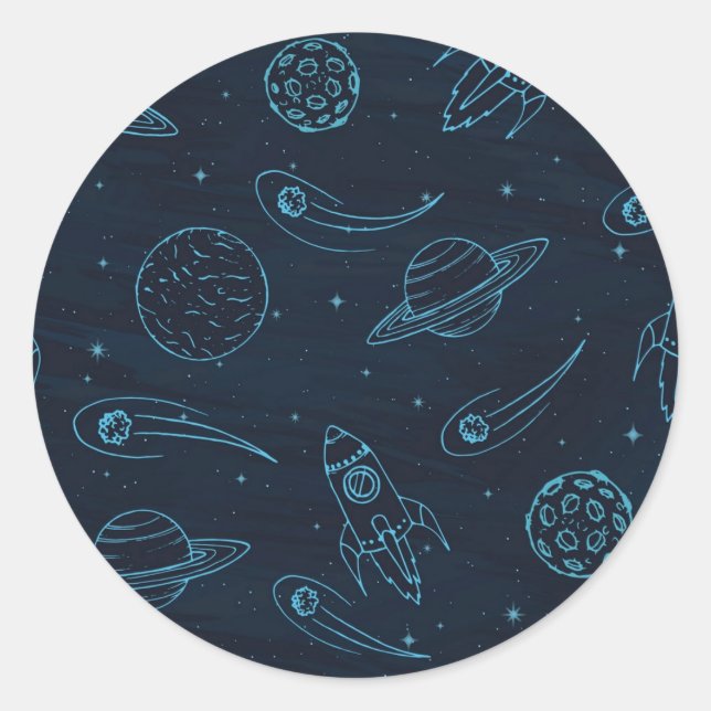 Space mönster runt klistermärke (Framsida)