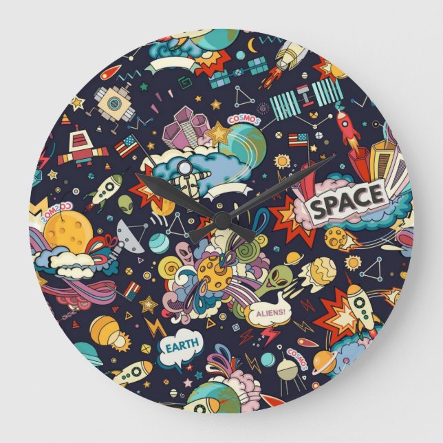 Space mönster stor klocka (Framsida)