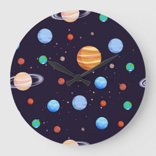 Space mönster stor klocka