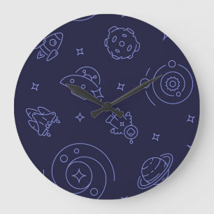 Space mönster stor klocka