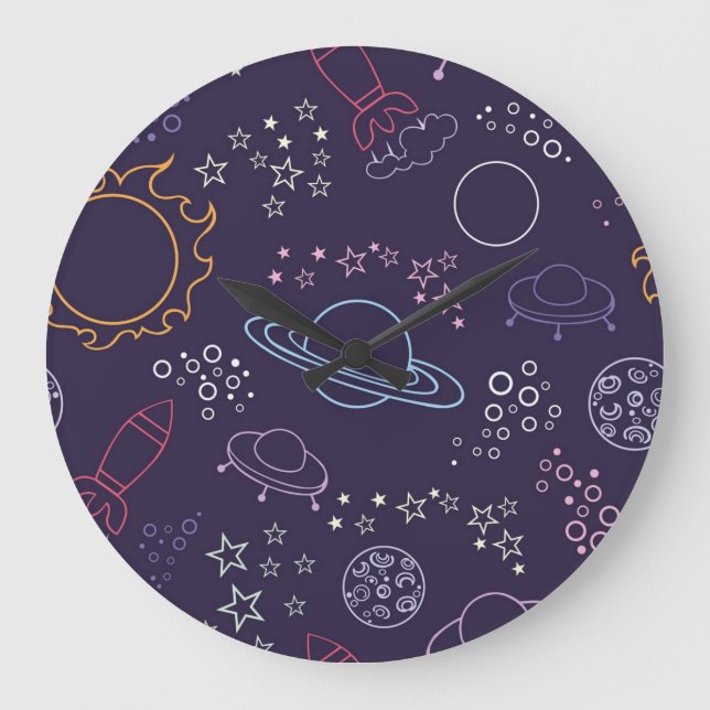 Space mönster stor klocka (Framsida)