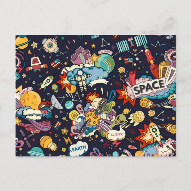 Space mönster vykort (Framsida)