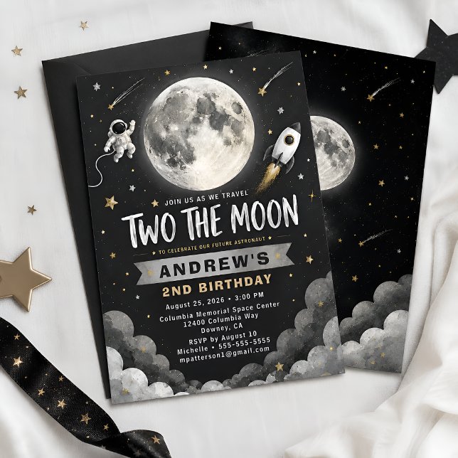 Space Moon 2-årsfirande Inbjudningar (Skapare uppladdad)