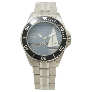 Space Nål och Sailboat Anpassade Watch Armbandsur