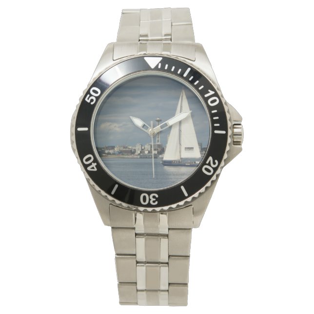 Space Nål och Sailboat Anpassade Watch Armbandsur (Framsida)