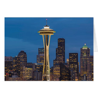 Space Nål och Seattle i centrala staden Hälsningskort