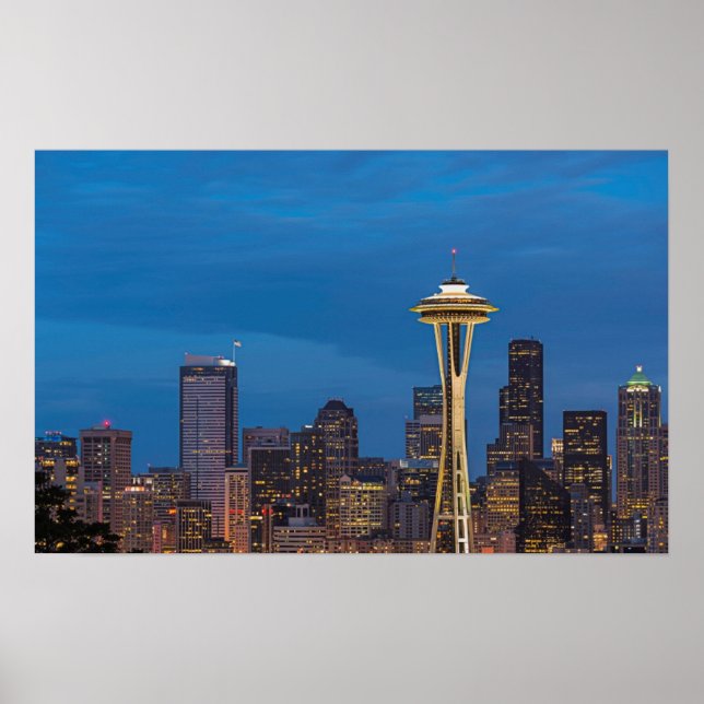 Space Nål och Seattle i centrala staden Poster (Framsidan)