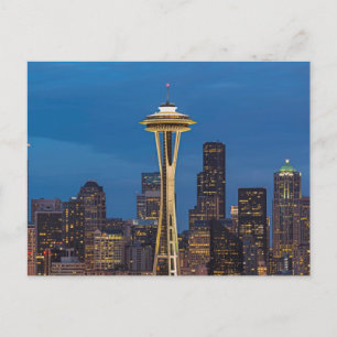 Space Nål och Seattle i centrala staden Vykort
