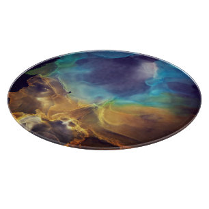 Space Nebula blue gult Alcohol bläck art