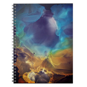 Space Nebula blue gult Alcohol bläck art Anteckningsbok