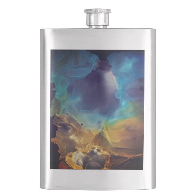 Space Nebula blue gult Alcohol bläck art Fickplunta (Framsidan)