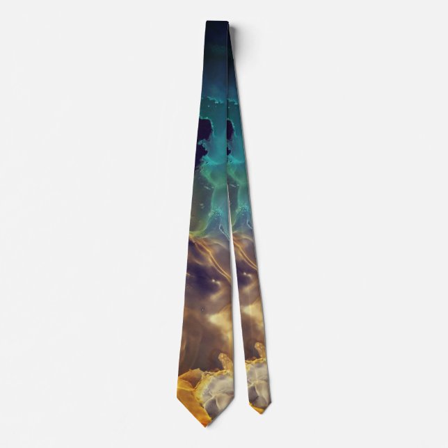 Space Nebula blue gult Alcohol bläck art Slips (Framsida)
