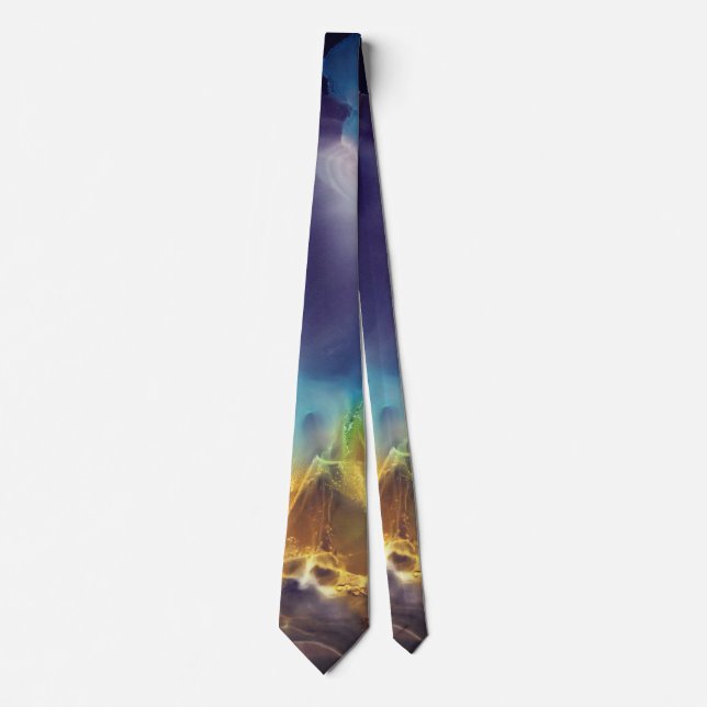 Space Nebula blue gult Alcohol bläck art Slips (Framsida)