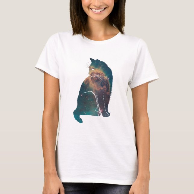 Space Nebula Cat T Shirt (Framsida)